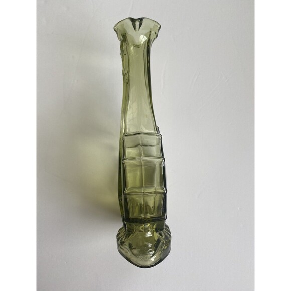 Imperial Glass Verde Green Banjo Guitar Bud Vase Decanter 9.25" 51761 - Picture 6 of 12